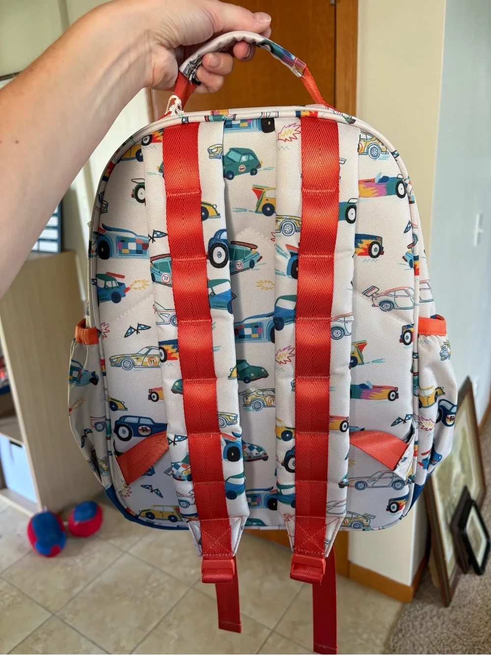 Crate&Barrel Kids Backpack with Multicolor Car Print